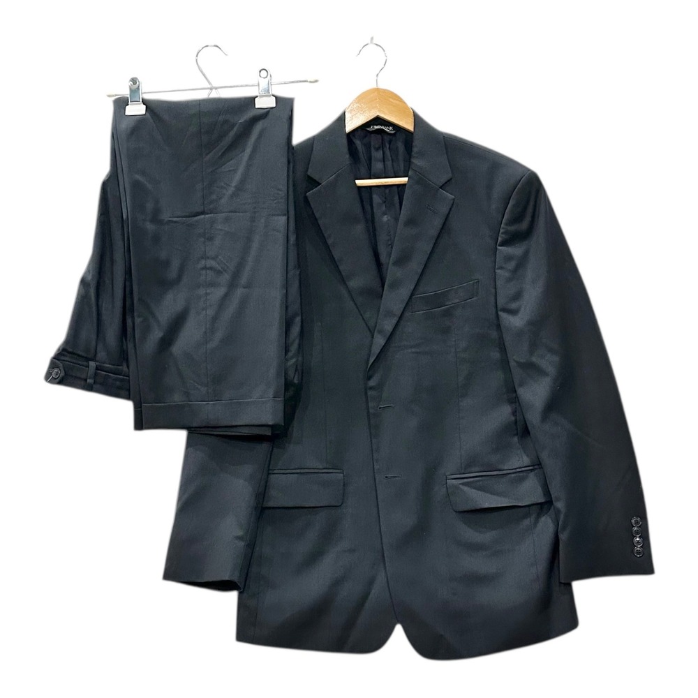 Jos A Bank Travelers Collection Mens 40R 2pc Wool Suit Navy Blue Pants 32x30